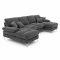 Canapé d'angle modulable en tissu avec pieds en métal, 320 cm