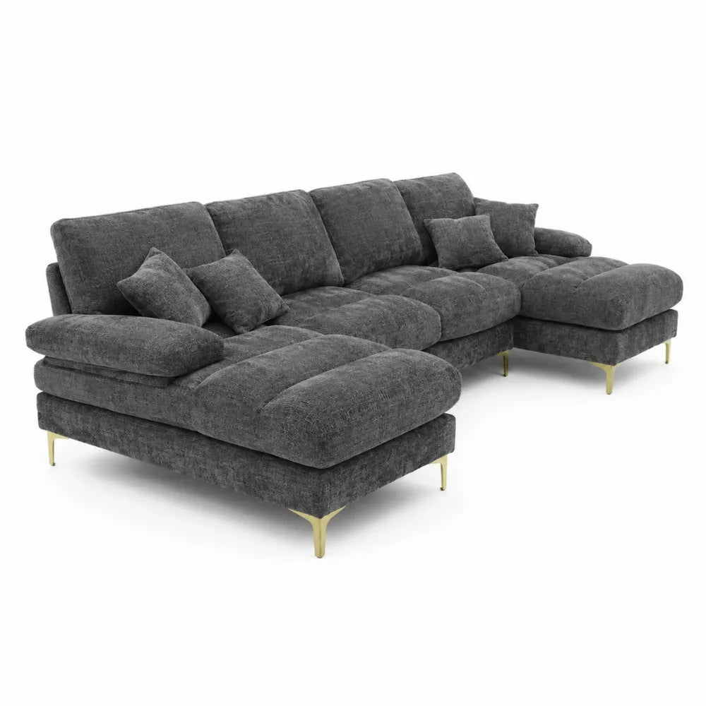 Canapé d'angle modulable en tissu avec pieds en métal, 320 cm