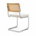 Chaise en métal chromé et bois de hêtre avec assise en similicuir