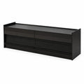 Meuble TV en bois noir avec tiroirs et porte coulissante 160x40x45 cm