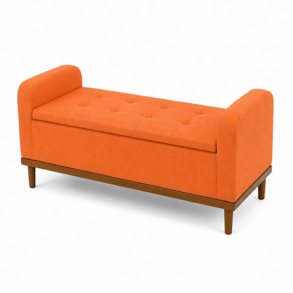 Banc en tissu avec accoudoirs rembourrés
