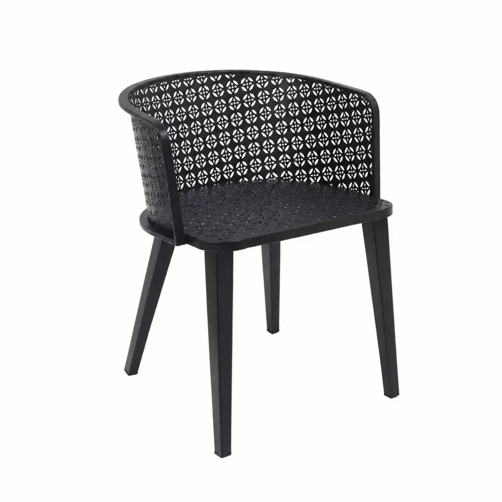Chaise en plastique avec dossier ajouré, Noir