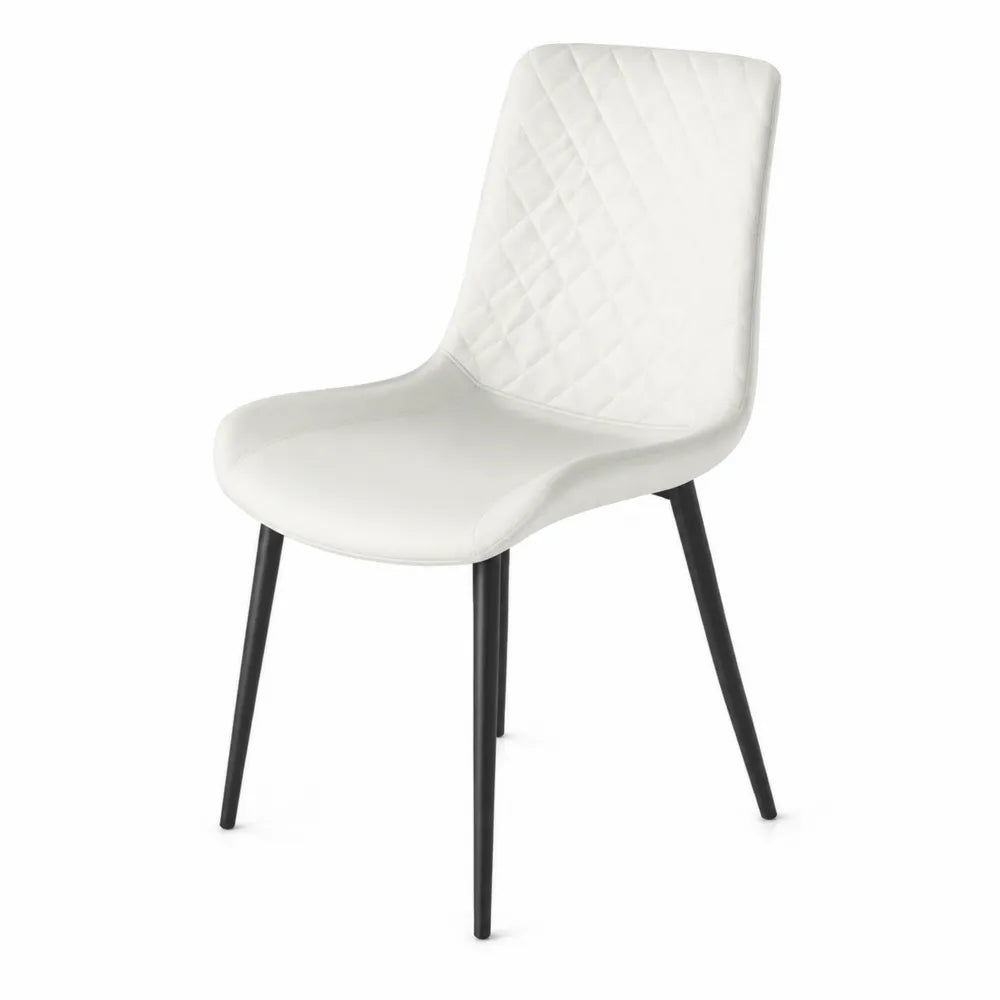 Chaise en cuir synthétique Blanc avec pieds en métal Noir