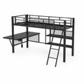 Lit mezzanine avec bureau en métal noir