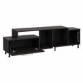 Meuble TV en bois noir avec portes et étagères