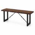Banc en bois massif et métal avec cadre rectangulaire