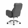 Chaise de bureau en cuir synthétique gris avec base en métal chromé