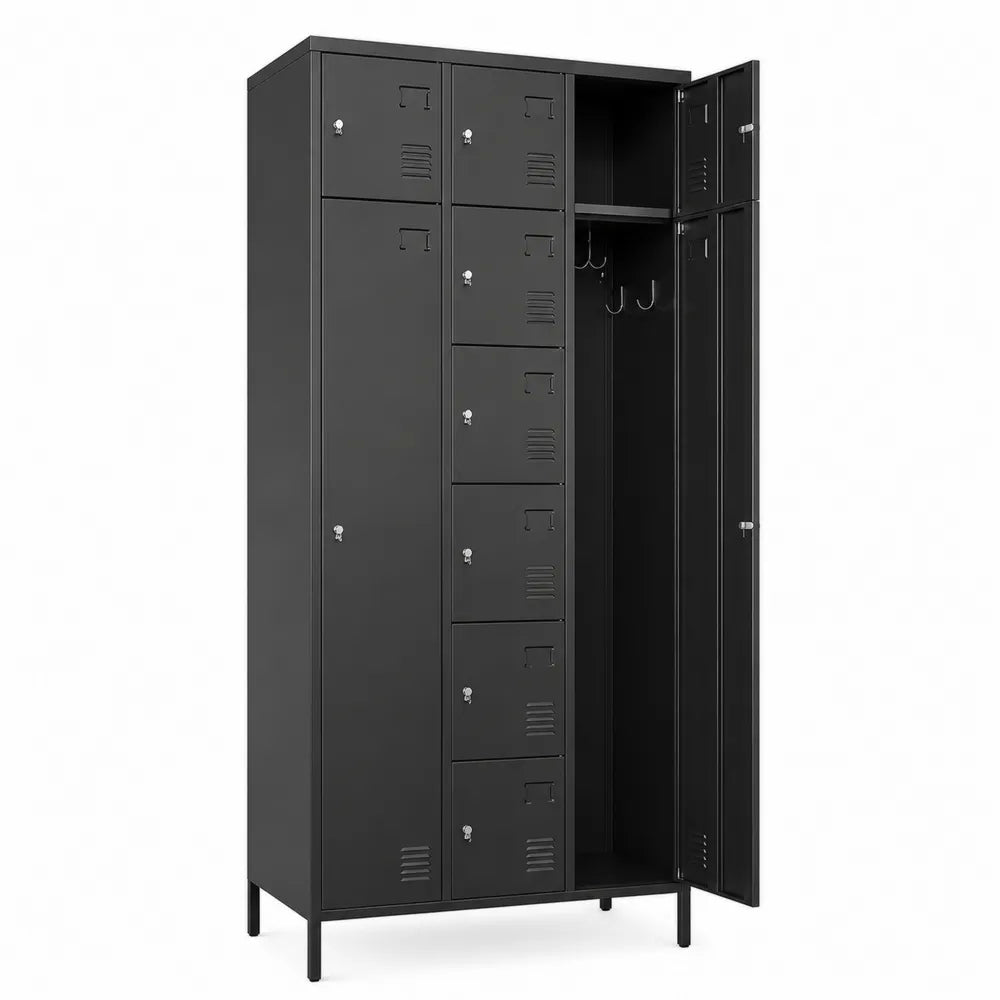 Armoire à casiers en métal noir avec 12 portes