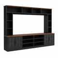 Meuble TV en Bois et MDF Noir et Noyer 200x40x180 cm