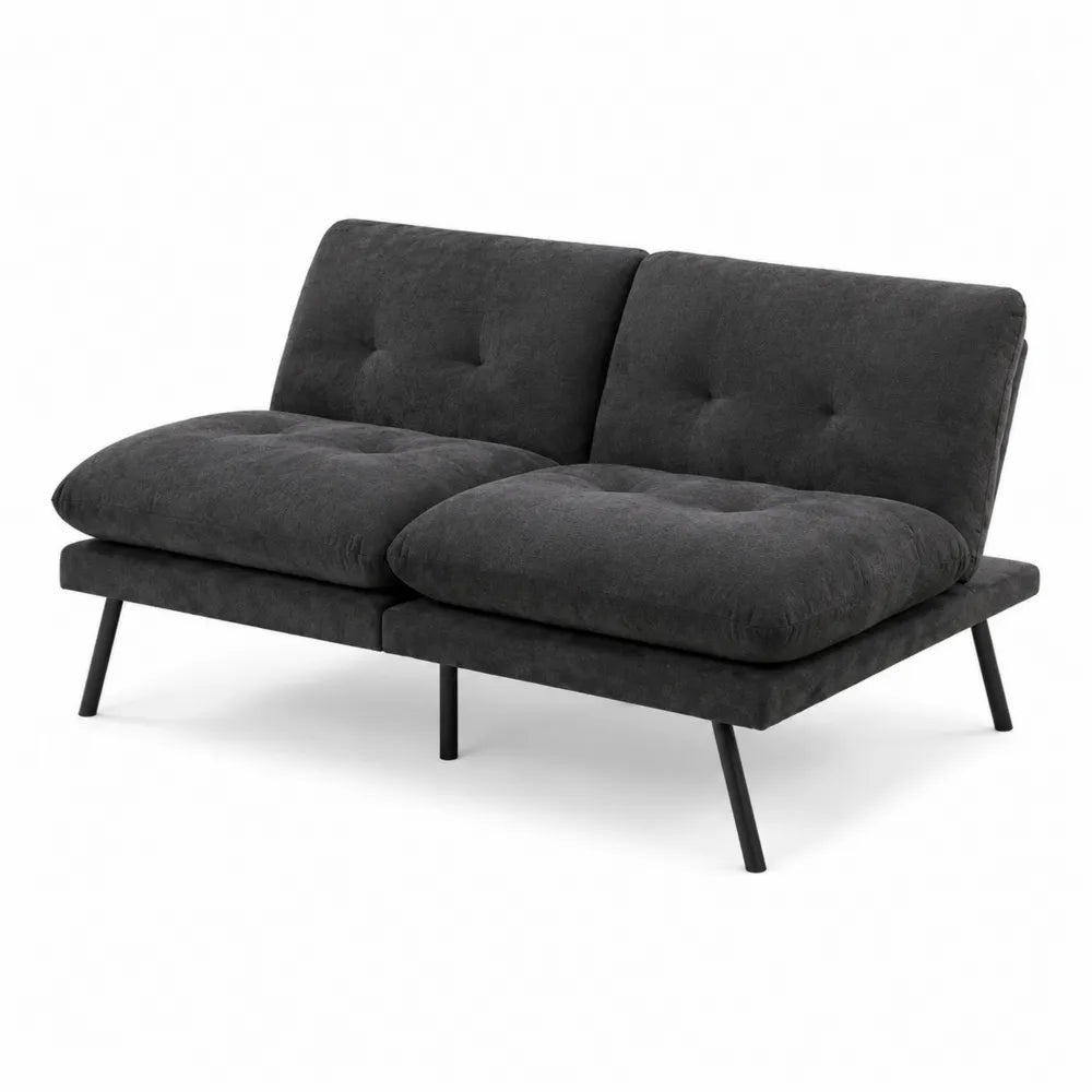 Canapé 2 places en tissu avec structure métallique Gris foncé