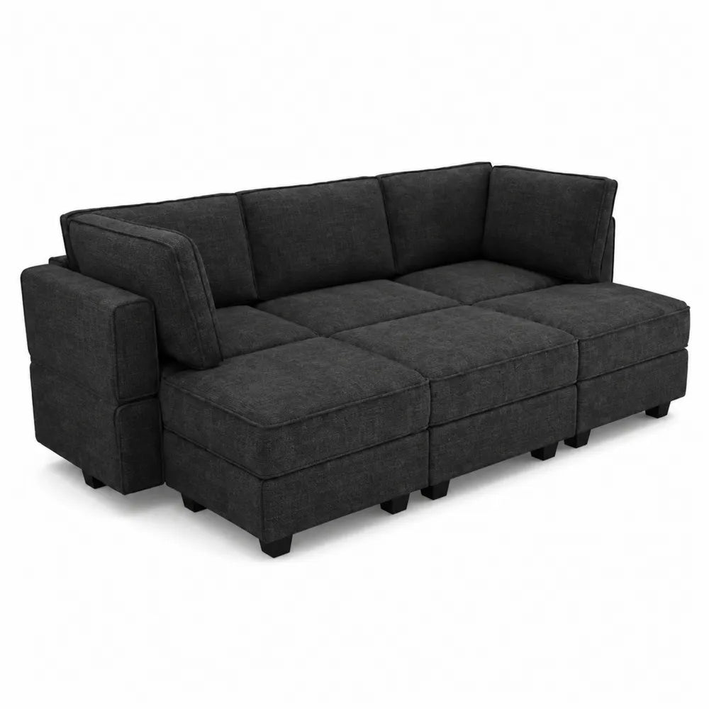 Canapé modulaire en tissu noir