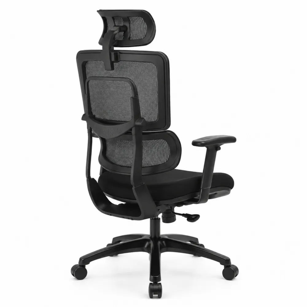 Chaise de bureau ergonomique en maille avec accoudoirs et appuie-tête