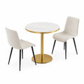 Ensemble Table Ronde Marbre et Chaises en Similicuir