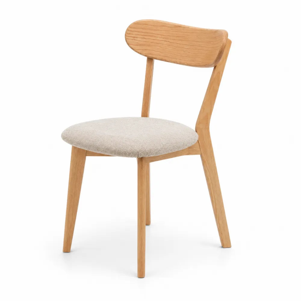 Chaise en bois de chêne et tissu beige