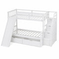 Lit Superposé avec Toboggan et Rangement Bois Blanc