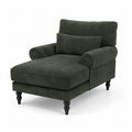 Chaise longue en tissu avec accoudoirs et pieds en bois, 90 x 150 x 85 cm