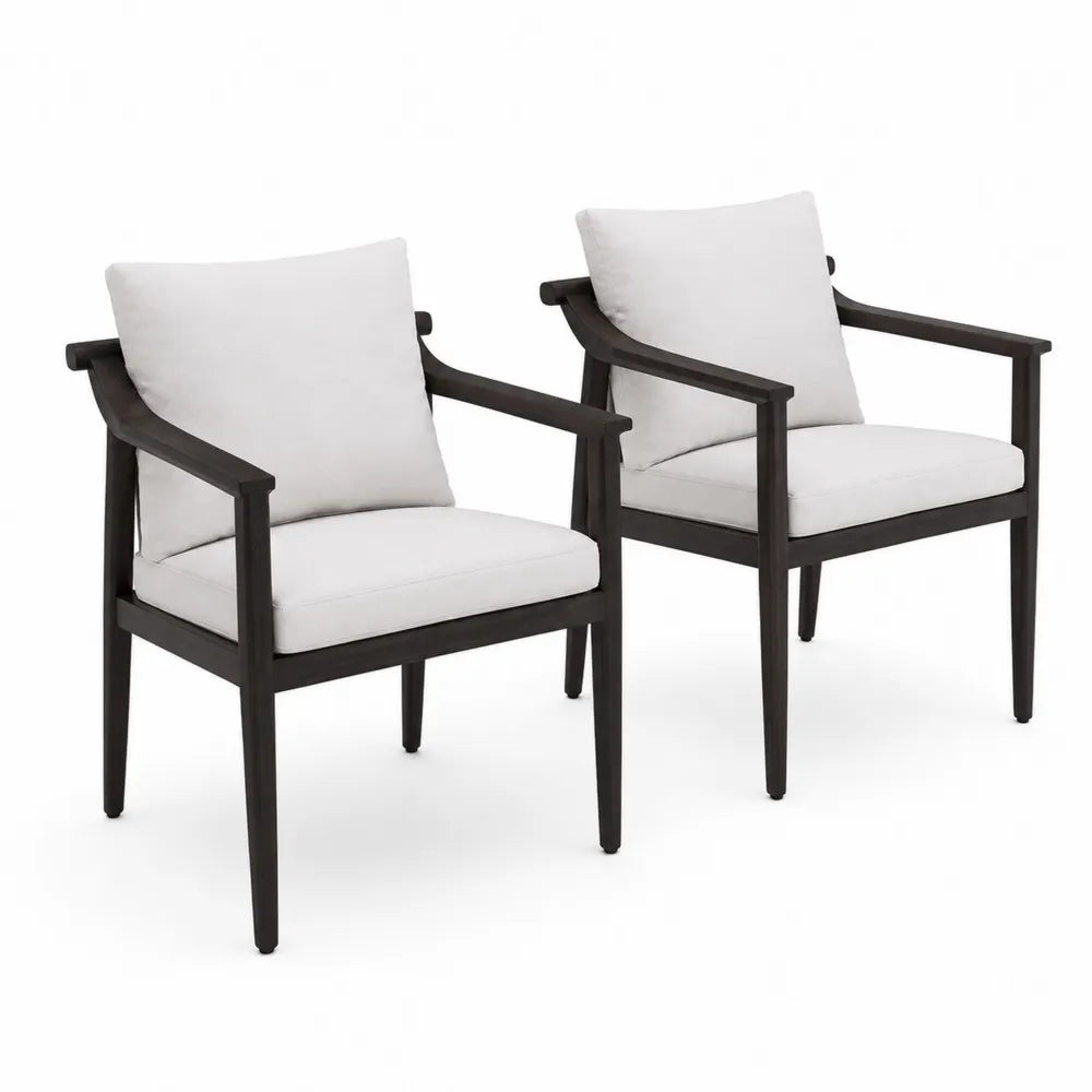 Ensemble de 2 chaises en bois avec coussins blancs